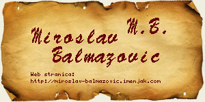 Miroslav Balmazović vizit kartica